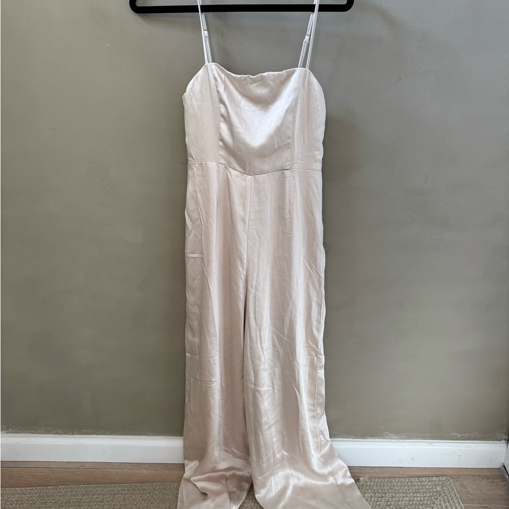 Lulu's Blush Pink Satin Jumpsuit Romper